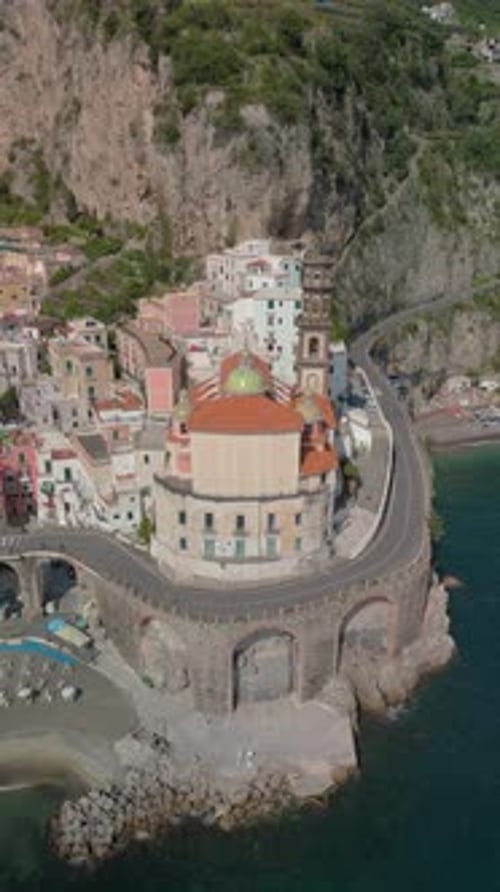 An Aerial View Highlighting the Beauty of Atrani a Charming Coastal Village on Italys Amalfi Coast