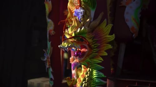 Close Up of a Colorful Dragon Statue