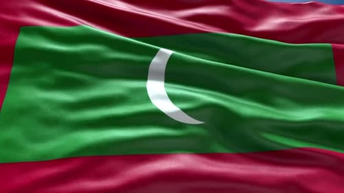 Waving Maldives Flag Seamless Loop Realistic Fabric Animation