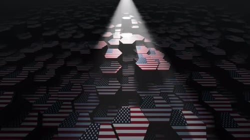Patriotic American Flag Hexagon Grid Spotlight Reveal