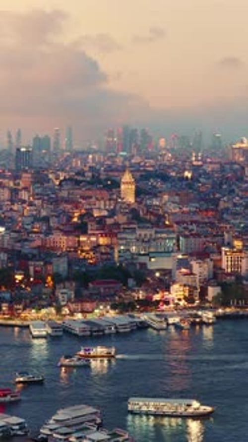Galata Tower and Istanbul's skyline at sunset