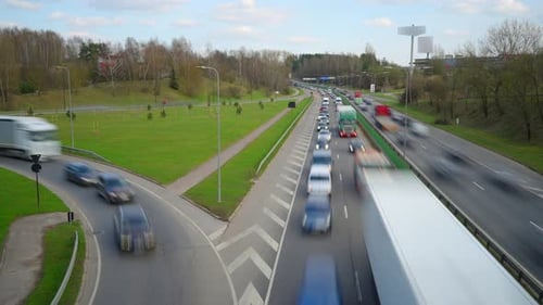 Rush hour on the highway, time lapse