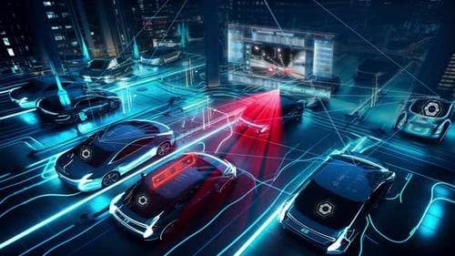 Smart City Autonomous Vehicle Technology Network Animation