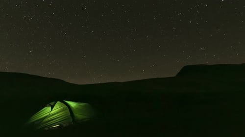Starry Night Sky with Glowing Tent