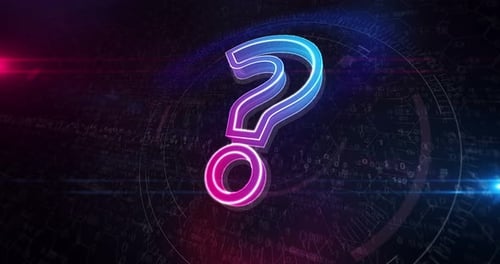 Question mark symbol cyber sign looped