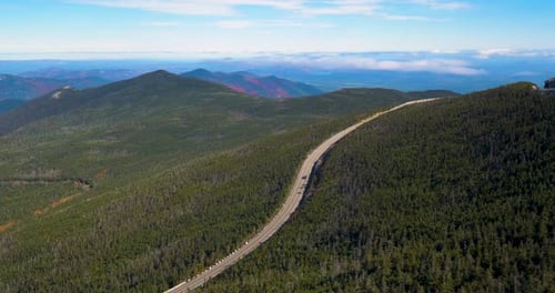 Beautiful Mountain Winding Road, Wilderness Forest Sky Aerial Active