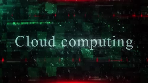 Cloud Computing-Textanimation mit digitalem Hintergrund