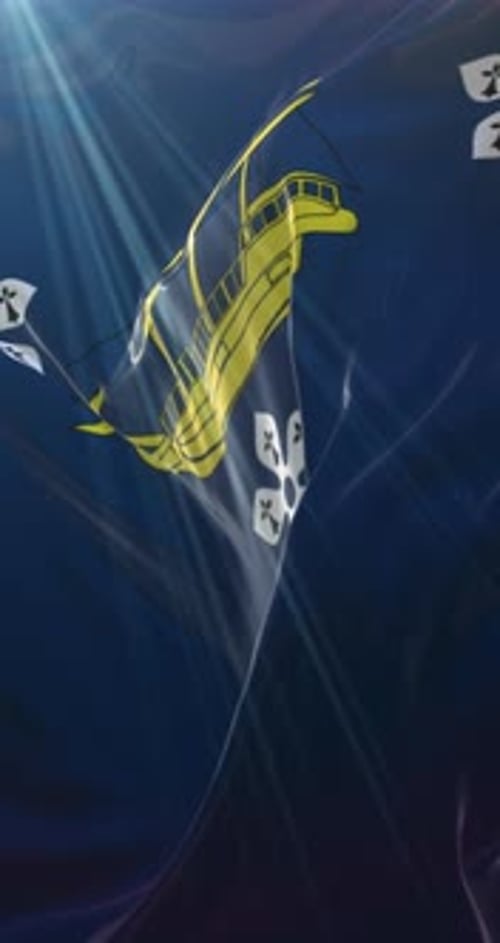 Realistic Waving Vertical Flag with Galleon Animation
