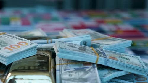 Muito ouro e dólares nas bandeiras do mundo