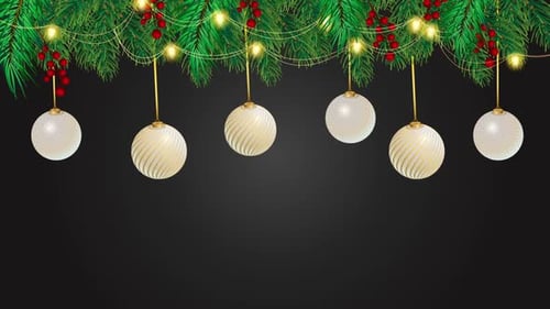 Merry Christmas Background With Elegant Realistic Gold Ball Decoration