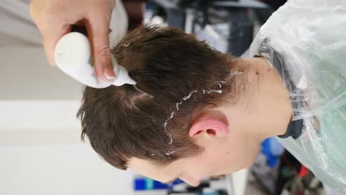 Hair Analyzer Trichologist Working with Client in Modern Clinic Vertical Footage Examining Hair