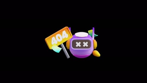 Robot Holding Sign 404 3d Icon Animation