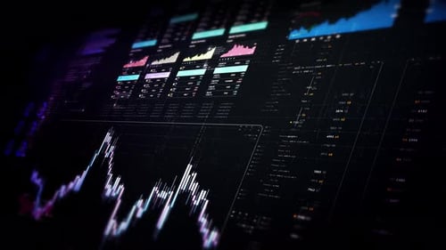 Digital Data Analysis Interface with Financial Charts and Grids