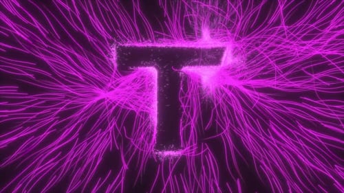 Letter T Reveal In Neon Electric Field