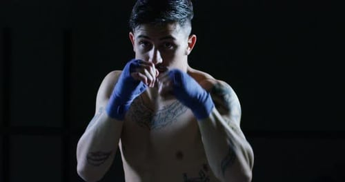 Jeune boxeur professionnel sur le ring, il pratiquera la technique des frappes, des entretoises, de la protection et