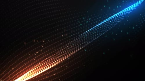 Digitaler Technologiehintergrund für fließende Partikel, 4k Loop