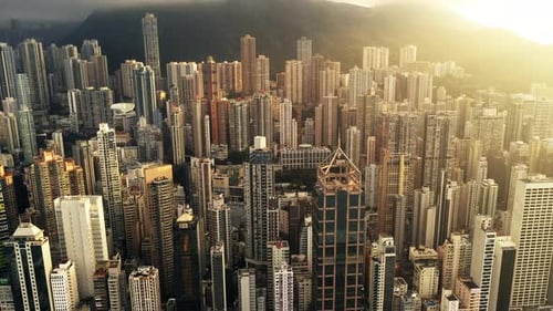 Aerial, cityscape and buildings, skyscraper and architecture outdoor in urban development at cbd