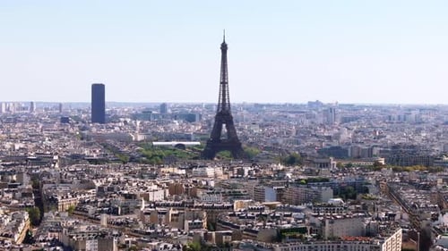 Majestic Tall Lattice Steel Structure Tower and Buildings in City Famous and Popular Eiffel Tower