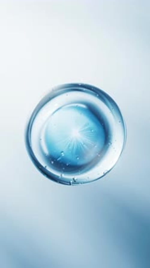 Blauer Hintergrund mit flüssigen Wasserblasen, 3D-Rendering.