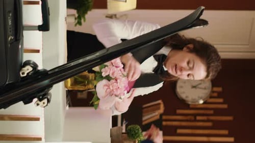 Hotel Receptionist Handling Travel Documents