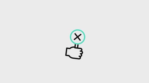 Animated Flat Design Hand Holding X Mark to Checkmark Sign