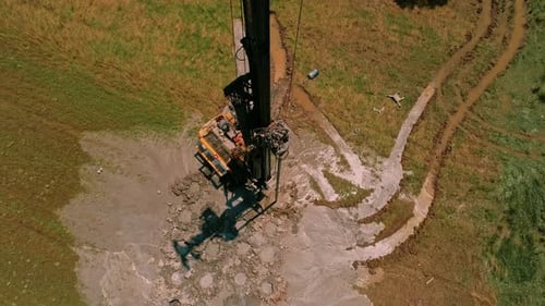 Drilling Rig Machine in Rural Green Field