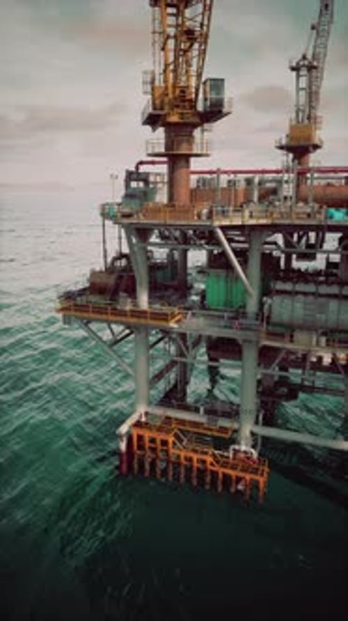 Aging Oil Rig in Open Sea