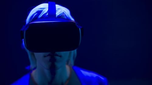 Person Wearing VR Headset, Immersive Experience, Close Up