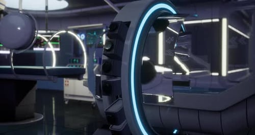 Futuristic Laboratory with Advanced Technology and Glowing Equipment