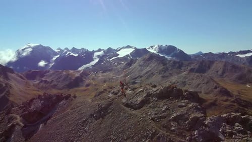 alpine landscape with ortles glacier on the background, aerial shot