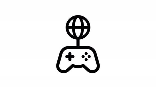 Animated Game Controller with Rotating Globe Icon