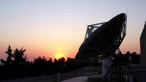 Satellite Dishes at sunset- Aerial view