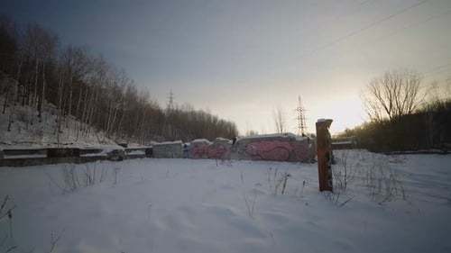Abandoned Belgo factory winter urbex push in shot Shawinigan Quebec Canada