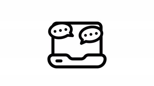 Animated Laptop Chat Bubbles Minimalist Icon