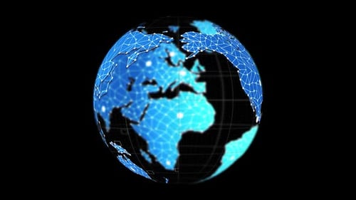 Schleifenanimation der Blue Connecting Network Weltkarte