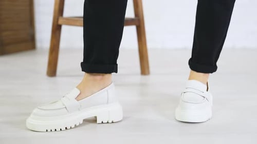 White Platform Loafers Fashion Close Up