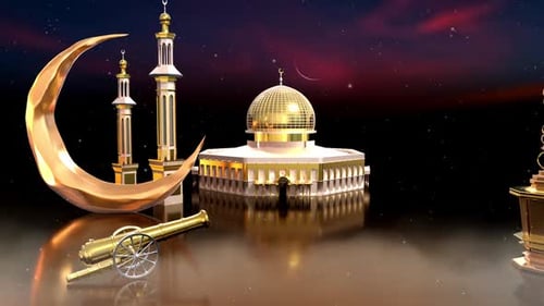 Ramadan Golden Mosque and Crescent Moon Opener