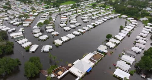 Flooding in Florida Caused By Tropical Storm From Hurricane Rainfall Suburb Houses in Residential