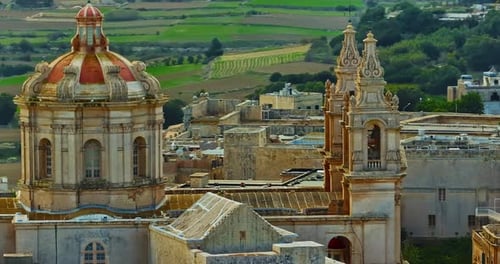 Aerial View of Mdina A Beautiful Historic City with Centuries of History and Stunning Views of Malta