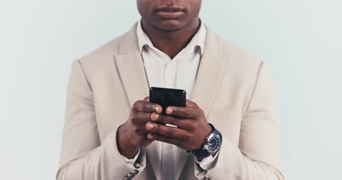 Young Adult Swiping on Phone Close Up