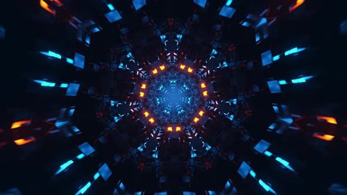 Very colorful and abstract animation of star shaped object. Kaleidoscope VJ loop