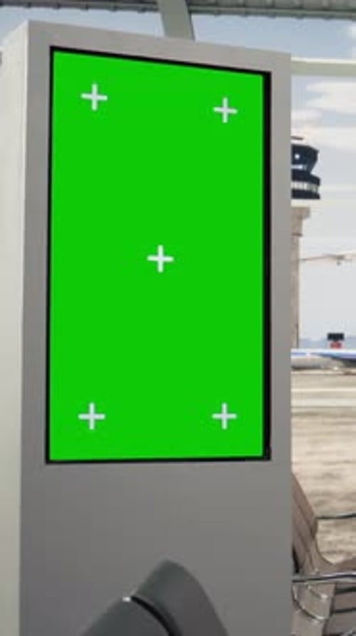 Vertical Video Isolated Chroma Key Screen in Airport Terminal Lounge with No People