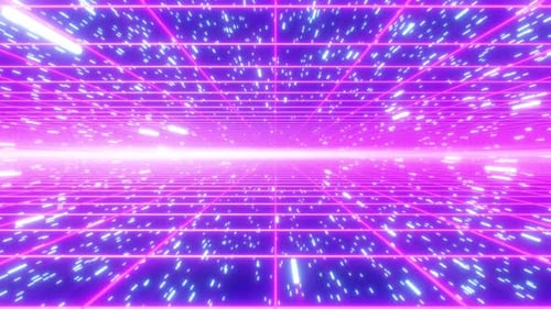 Retro Neon Grid Space Tunnel Journey Loop