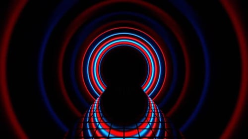 Red And Blue Futuristic Cylindrical Tunnel Background Vj Loop In HD