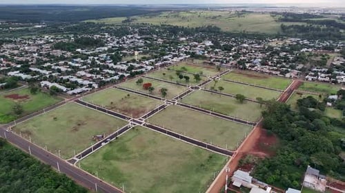 Aerial Circular Drone View of Vacant Lots Ready for Construction Development