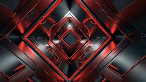 Abstract tunnel design with red accents and geometric patterns