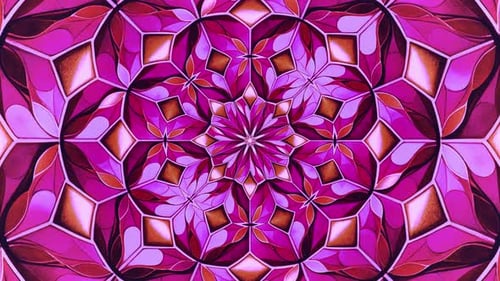 Vibrant Pink and Purple Geometric Kaleidoscope Loop Background