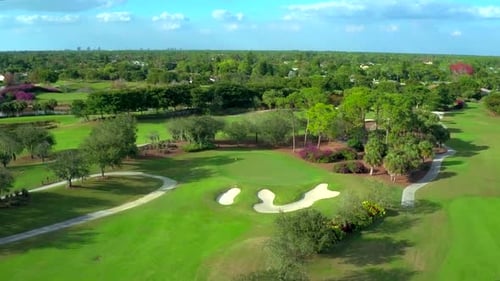 Golf Course Flyover by Aerial Drone Aerial