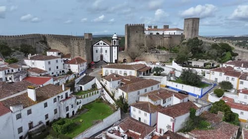 Panorama d'Obidos à Obidos, dans le district de Leiria, au Portugal.