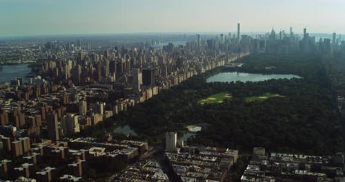 Central park and the manhattan skyline a stunning aerial view over New York City